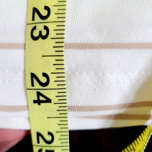 Time and Tru womens Striped XXXL T-Shirt With Pocket Cotton Blend Beige & White - Picture 7 of 7